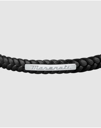 Maserati - Black with Silver 22.5cm Recycled Leather Bracelet
