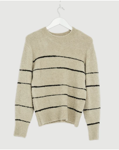 Revibe - Repaired Morrison Marcelle Stripe Knit Pullover - Brand Sizing-0