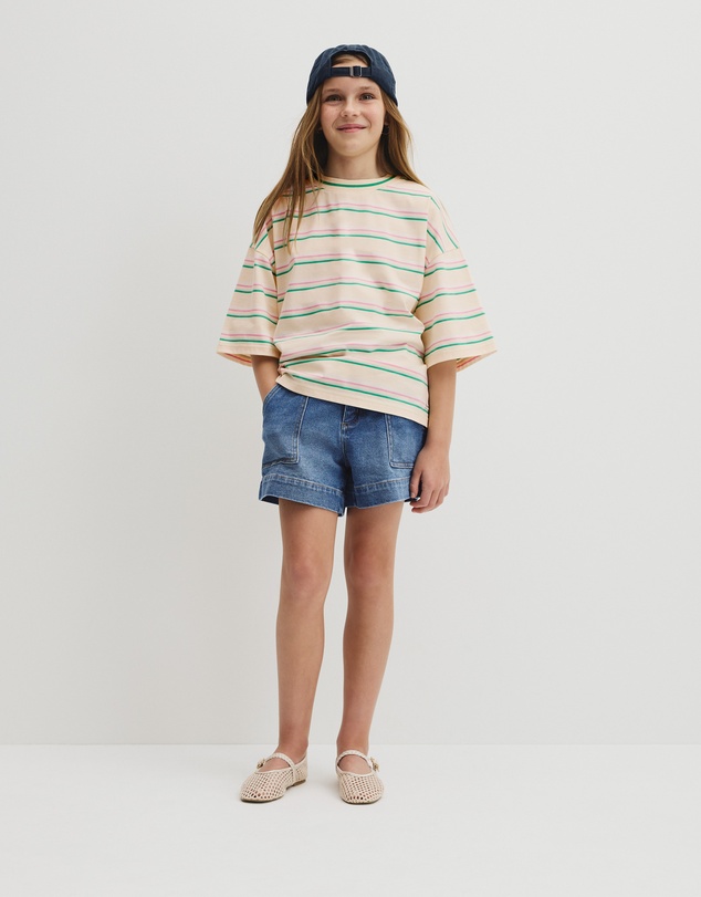 Country Road - Teen Short Sleeve Oversized Stripe T-shirt