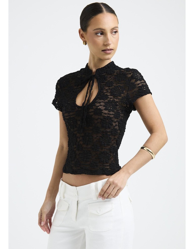 Alice In The Eve - Naomi Satin Lace Halter Top