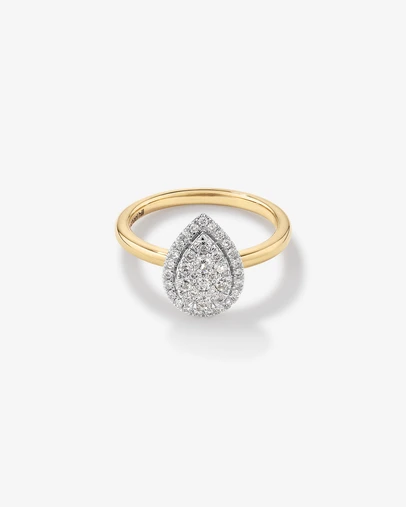 Michael Hill - 0.50 Carat TW Pear Shaped Diamond Cluster Ring in 14kt Yellow & White Gold
