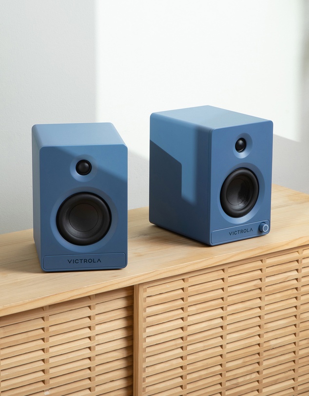 Victrola - Victrola Automatic Turntable + Victrola Tempo Bookshelf Speakers Bundle - Blue