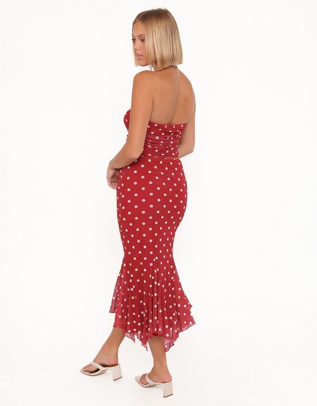 Petal & Pup - Tullia Mesh Midi Skirt - Red Polka Dot