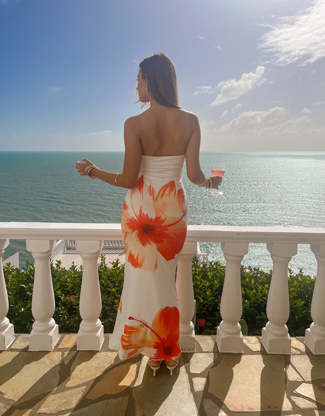 Beginning Boutique - Arizona White Floral Print Maxi Dress