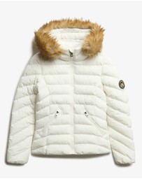 Superdry - Fuji Faux Fur Slim Fit Hood Padded Jacket