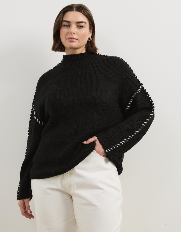 Atmos&Here Curvy - Arna Blanket Stitch Jumper