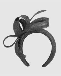 Max Alexander - Black Sinamay Bow Racing Fascinator Headband