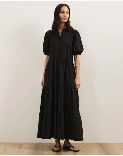Atmos&Here - Alexis Tiered Button Through Midi Dress