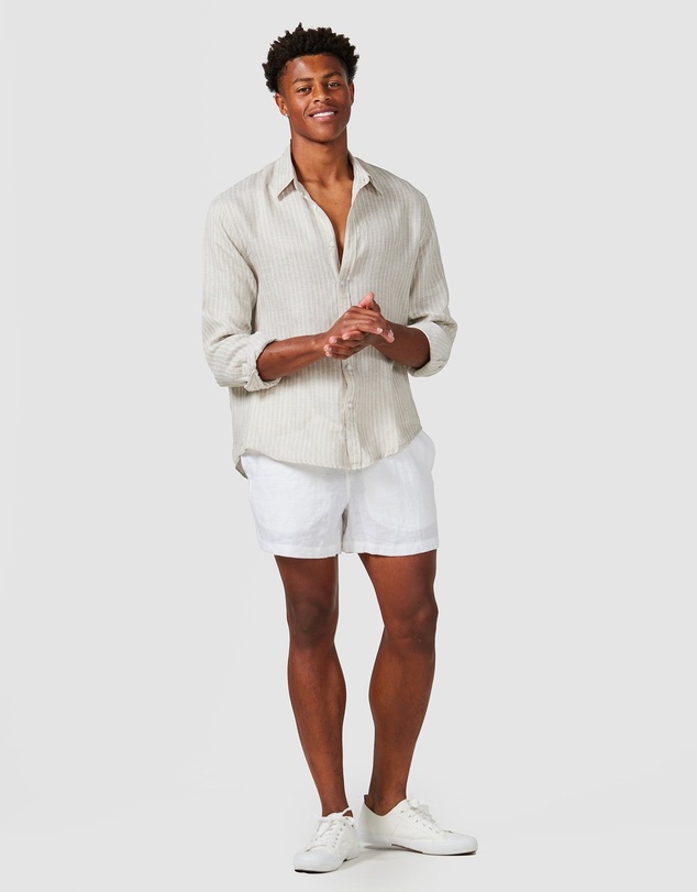 Vacay Swimwear - Brown Stripe Linen Shirt