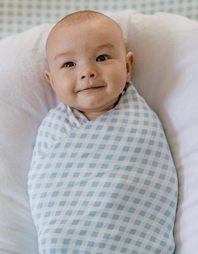 Kynd Baby - Large Stretchy Swaddle in Blue Gingham