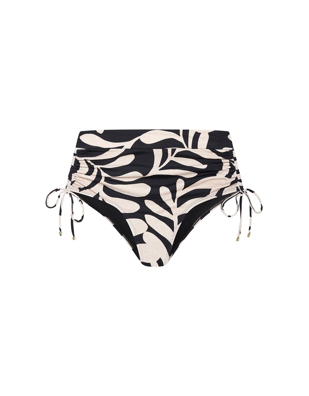 City Chic - Plus size Taranto Print Hi Waist Bikini Brief - black