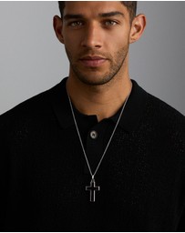 Michael Hill - Onyx Cross Pendant in Silver with 65cm Cable Chain