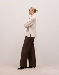 Trenery - Merino Funnel Neck Pullover in Oat