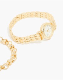 Lovisa - Gold Chain Bracelet & Watch Set