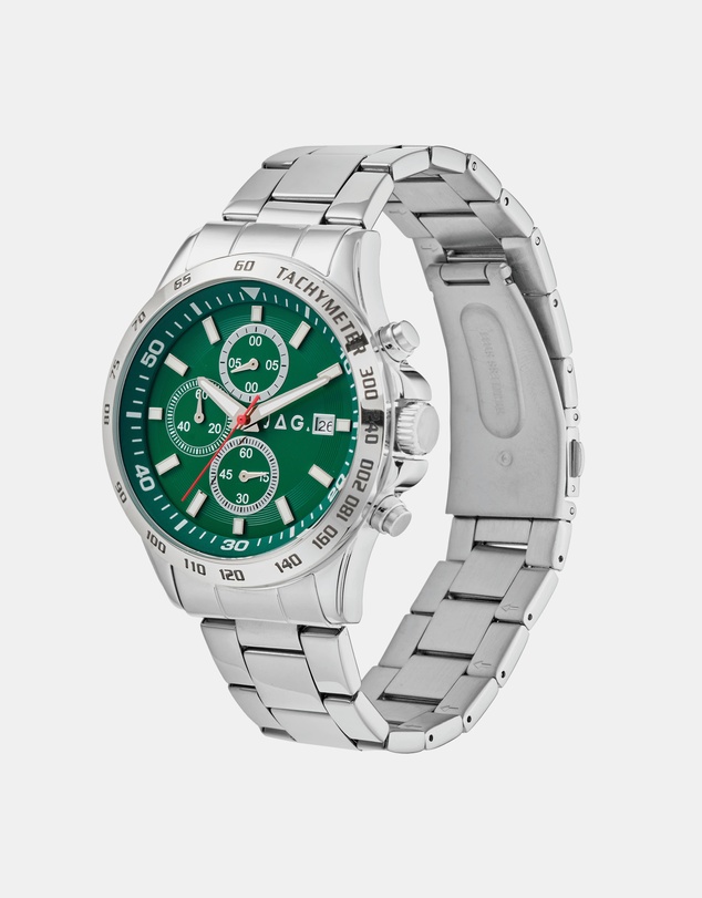 Jag - Callum Mens Green Dial 42mm Silver Watch