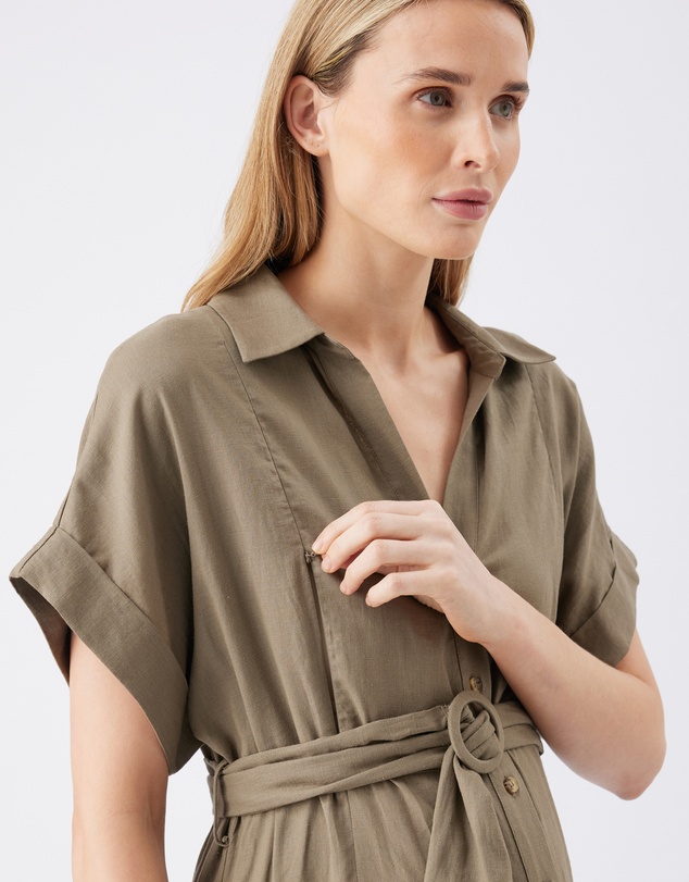 Ripe Maternity - Amy Linen Nursing Shirt Dress