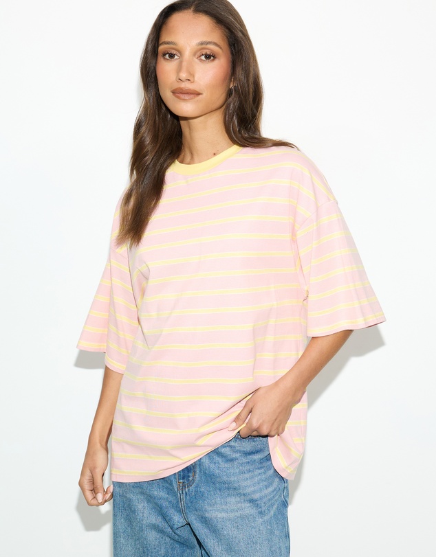 Dazie - Nostalgia Stripe Oversized Boyfriend Tee