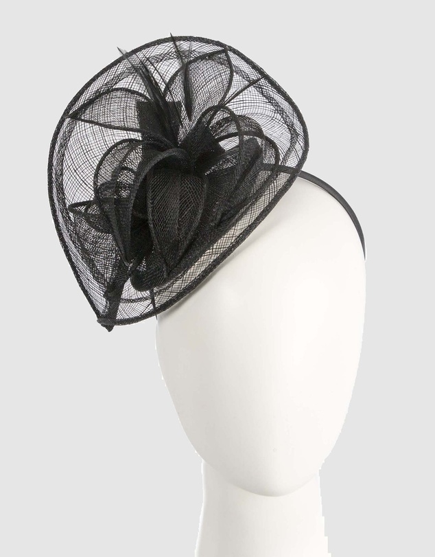 Max Alexander - Black Sinamay Racing Fascinator