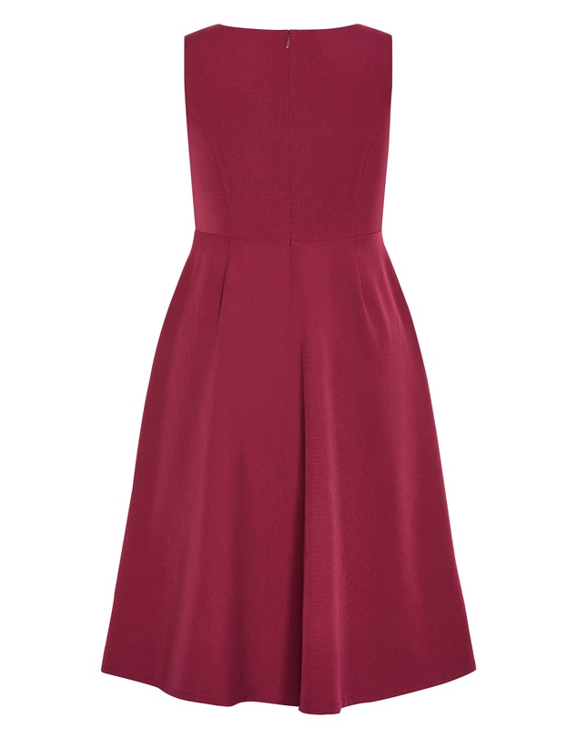 City Chic - Plus size Dynamic Skater Midi Dress - ruby