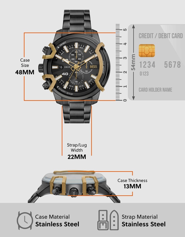 Diesel - Griffed Gun-Metal Chronograph Watch