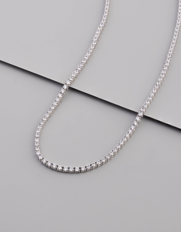Wanderlust + Co - Pave 925 Sterling Silver Tennis Necklace