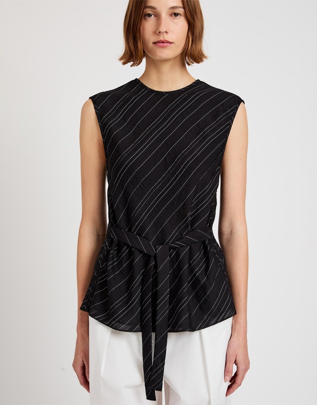 Proenza Schouler White Label - Trina Top in Woven StripeFlou