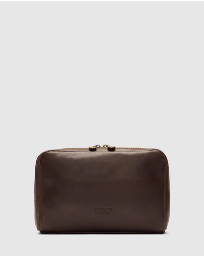 Republic of Florence - Primo Matt Chocolate Toiletry Bag