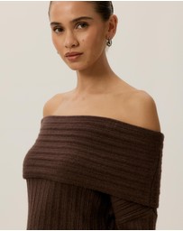 Tussah - Elena Ribbed Off The Shoulder Jumper