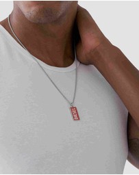 Diesel - Single Dogtags Silver-Tone Necklace