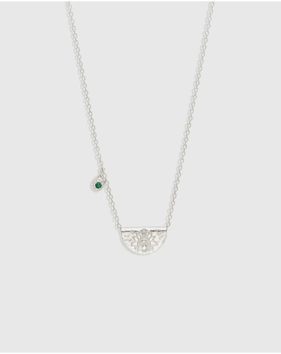 By Charlotte - Silver Lotus Birthstone Necklace - May