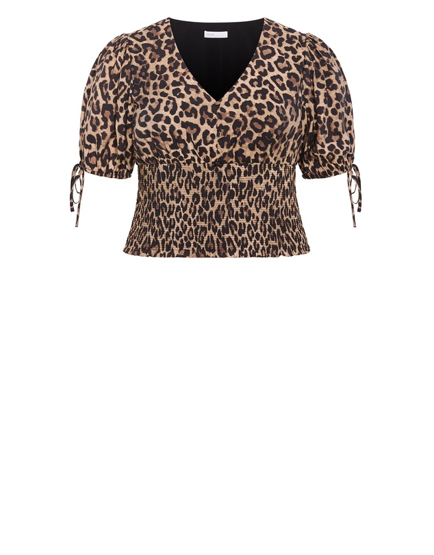 City Chic - Frankie Leopard Print Shirred Top
