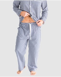 Sant And Abel - Men's Hepburn Gingham Navy Long PJ Set