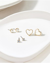 Mestige - Starlight Trio Earrings Set - 18K Gold Plated