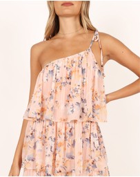 Petal & Pup - Loella One Shoulder Mini Dress - Pink Floral