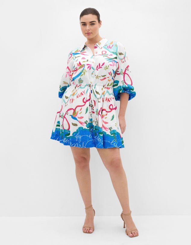 City Chic - Tahlia Spirit Print Mini Dress - White