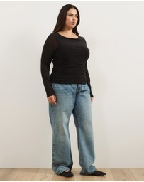 Atmos&Here Curvy - Audrey Long Sleeve Mesh Top