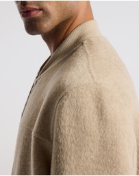 Calibre - Sherpa Collar Wool Bomber Jacket Neutral