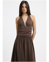 Subtitled - Alex Plunge Striped Maxi Dress