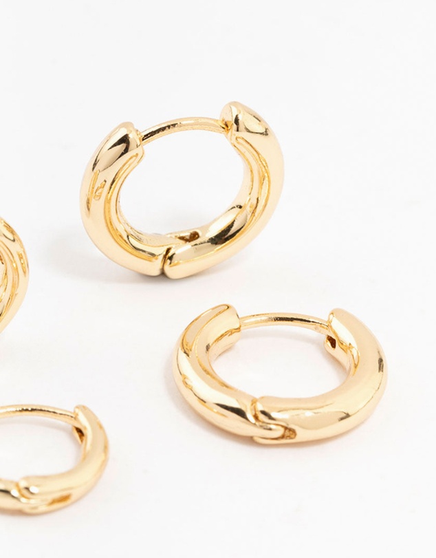 Lovisa - Gold Plated Thin Small Huggie Earrings 2-Pack