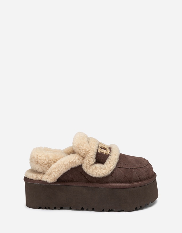 Ozwear Connection Uggs - Ugg Violet Matelassé Shearling Super Platform (6cm) Slipper (Elastic Logo) (Detachable Feature)