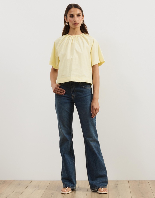 Atmos&Here - Tirsa Cotton Gathered Short Sleeve Top