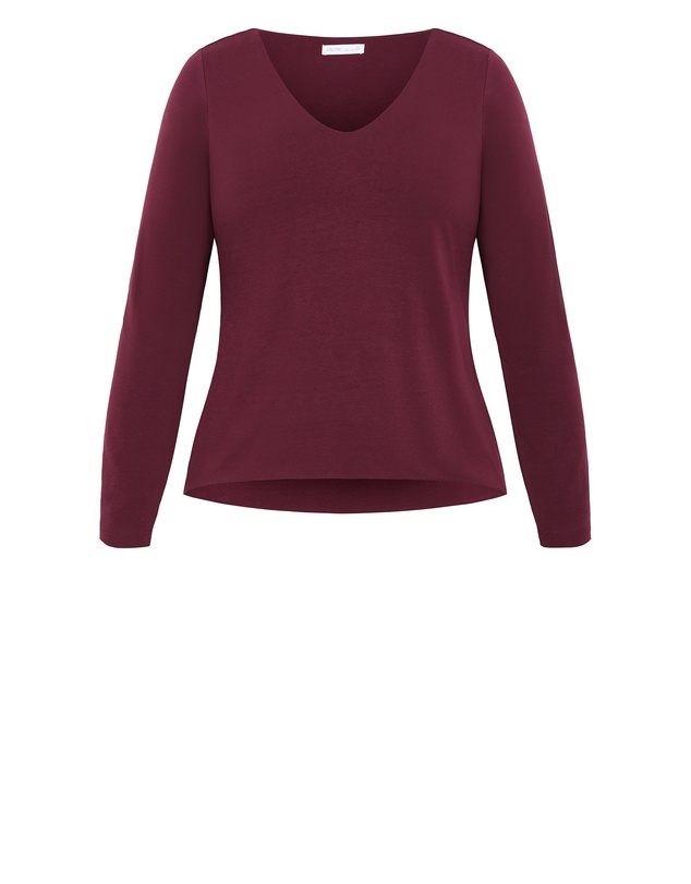 City Chic - Plus size Annie V Neck Top - bordeaux
