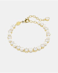 Swarovski - Matrix Tennis Bracelet, Crystal Pearl, Round Cut, White, Gold-tone Plated