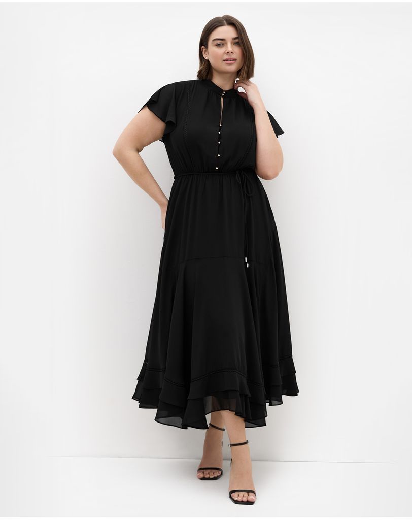 sachin and babi light blue dress Plus Size Short Sleeve Fishtail V-Neck Evening Dress for Elegant Formal  Occasions main image 1