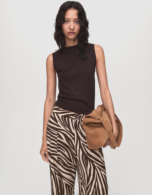 M.N.G - Straight-Leg Zebra-Print Pleated Trousers