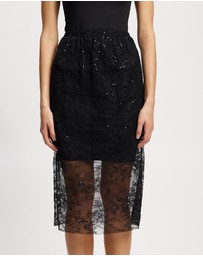 Lindsay Nicholas New York - Sheer Black Lace Skirt with Black Underskirt