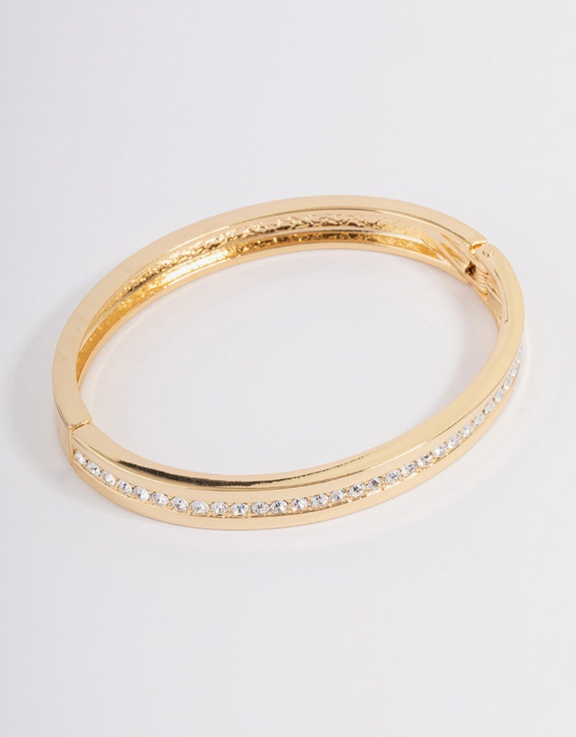 Lovisa - Gold Plated Classic Diamante Hinge Bangle