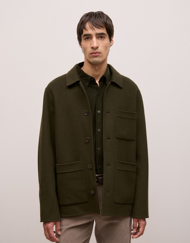 Trenery - Double Faced Wool Chore Jacket in Deep Forest