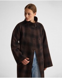 Oxford - Edi Check Funnel Collar Wool Coat