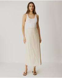 Atmos&Here - Alva Linen Blend Wrap Midi Skirt